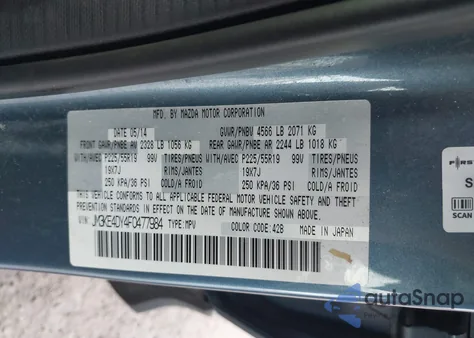 2015 Mazda Cx-5 Grand Touring z USA, uszkodzony, nr VIN JM3KE4DY4F0477984